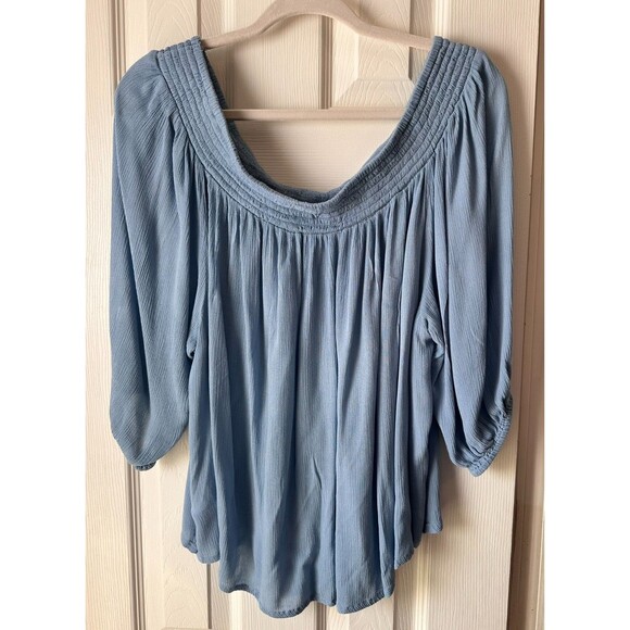 Lascana for Venus Pale Blue Off The Shoulder Blouse 3/4 Length Sleeves Size 1X - Picture 4 of 6